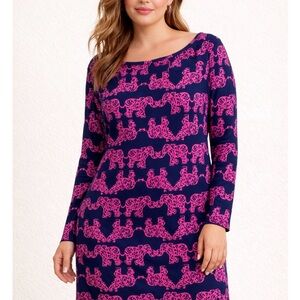 Lilly Pulitzer Navy and Pink Long Sleeve Dress